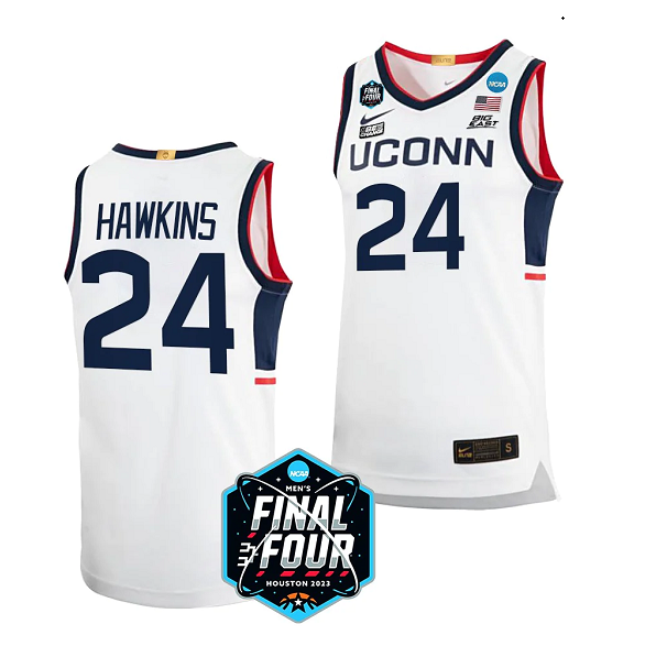 Men's UConn Huskies #24 Jordan Hawkins White Stitched Basketball Jersey
